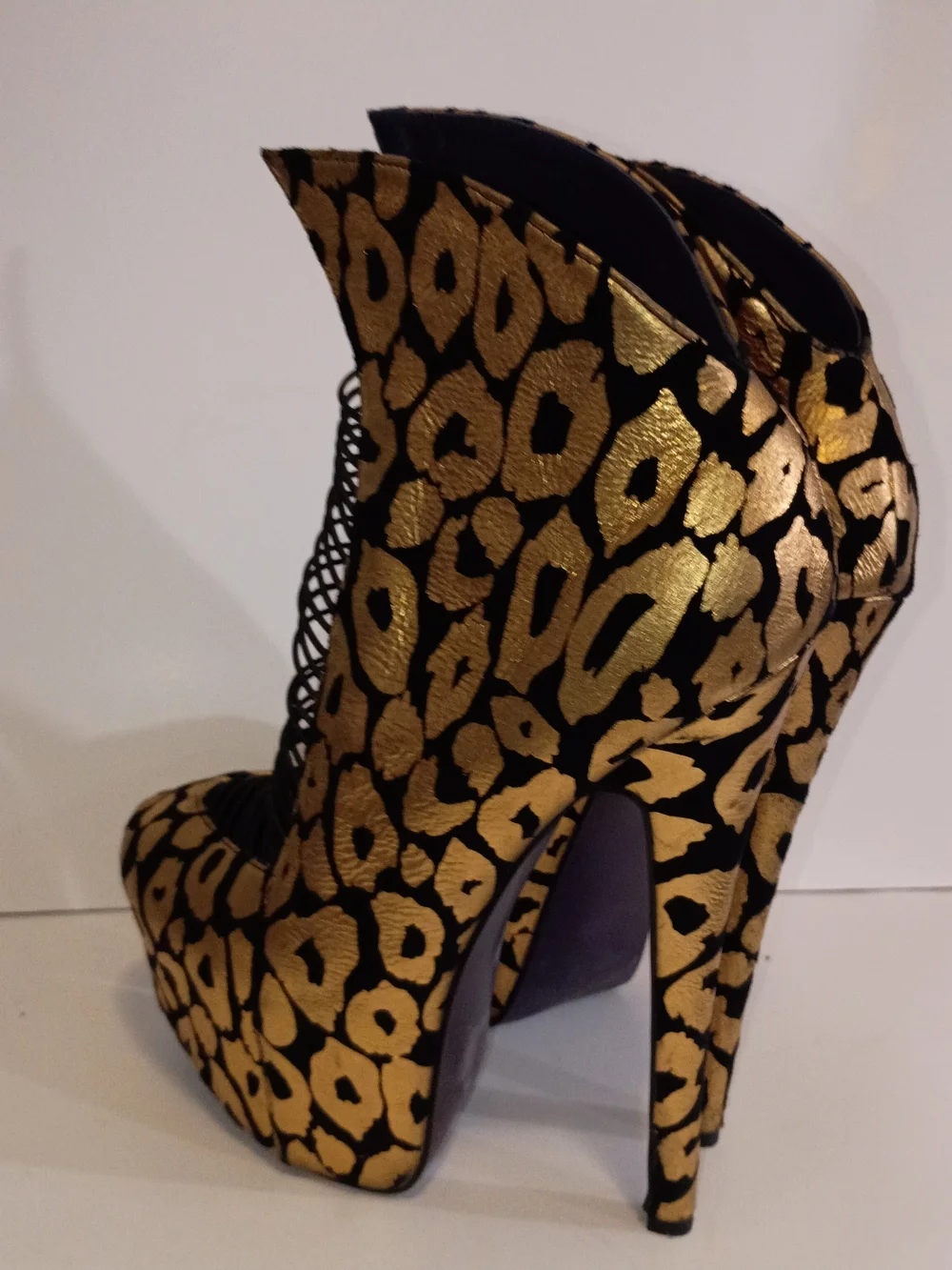 London Trash Gold and Black Leopard-Print Platform Heels